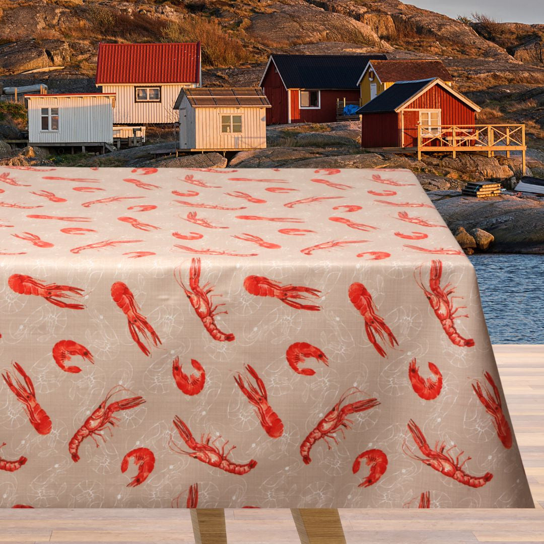 Langoustine Naturel - textilvaxduk perfekt till kräftskivan