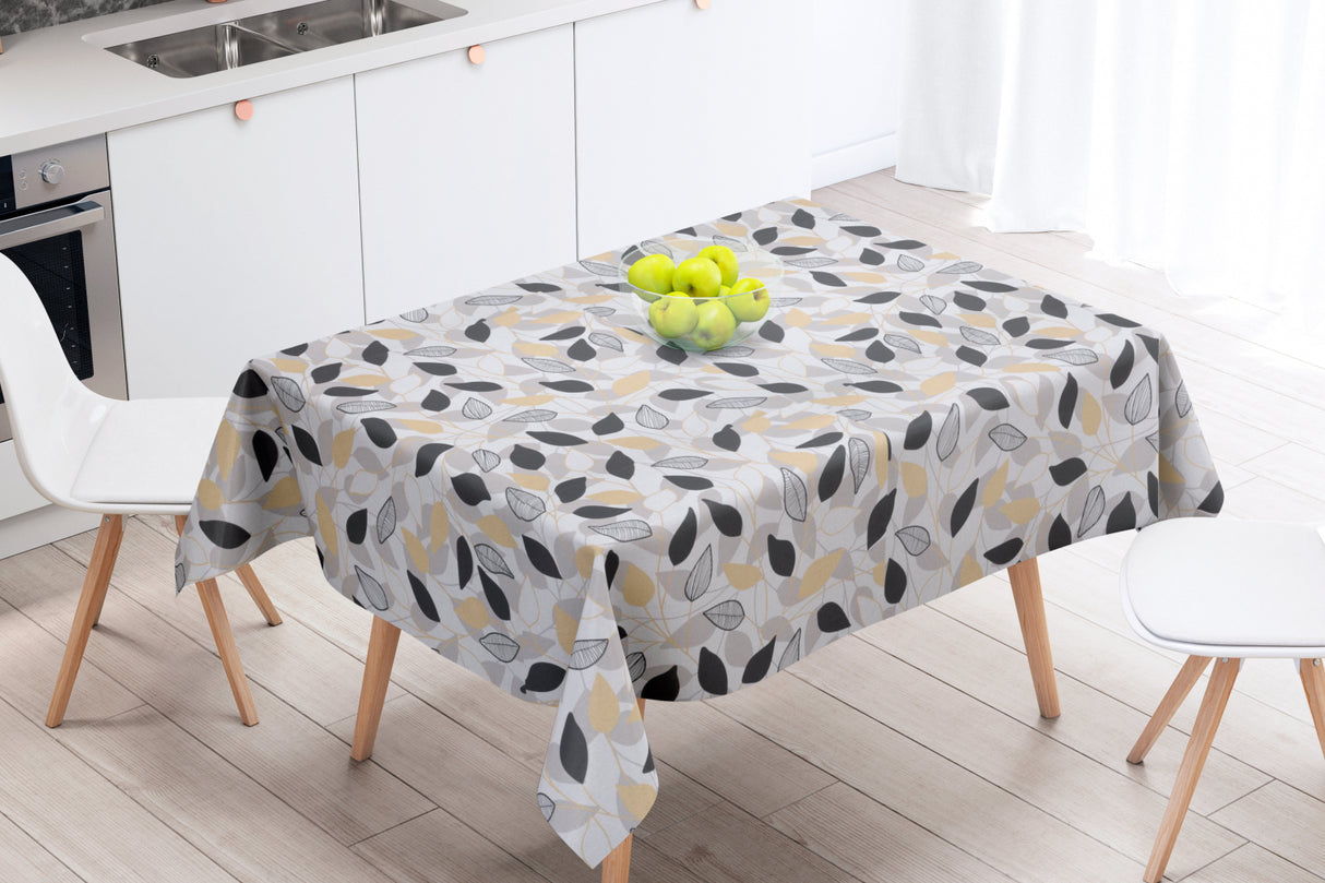 Laurier Svart - Textilvaxduk med vackra mörka blad - 150 cm bred