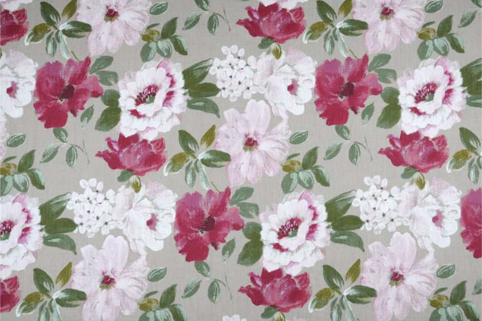 Louna – Textilvaxduk med vackra rosa blommor - 100% linne