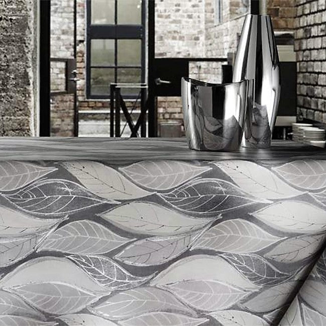 Leaves Grey - vaxduk med blad i grå nyanser