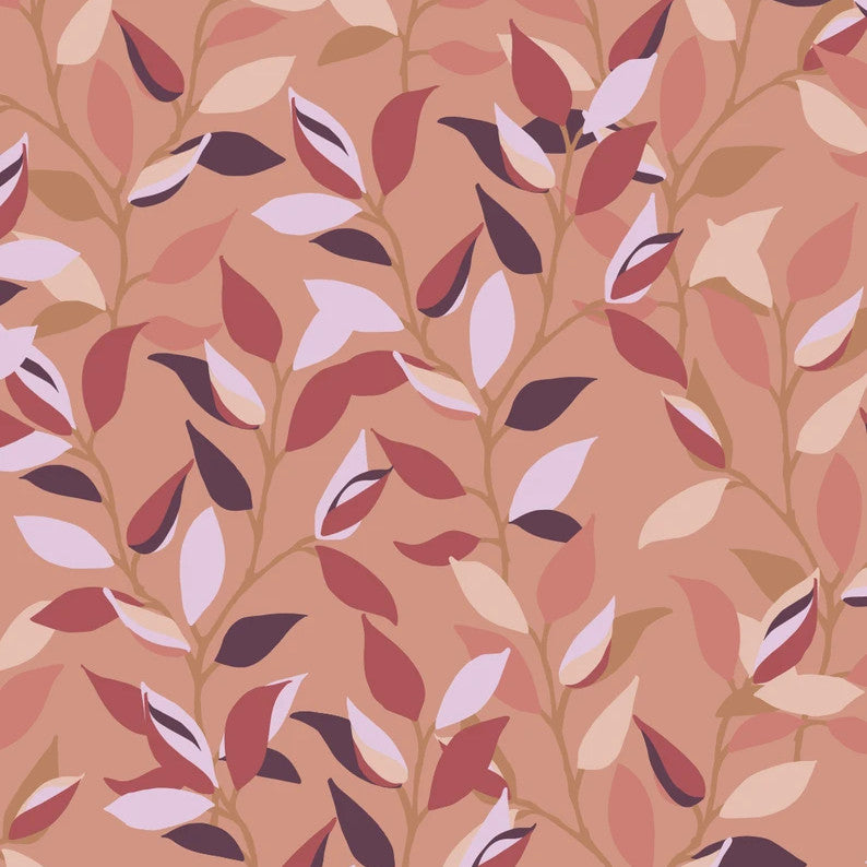 LEAVES Terracotta – Notes by Susanne Schjerning – textilvaxduk med glidskydd