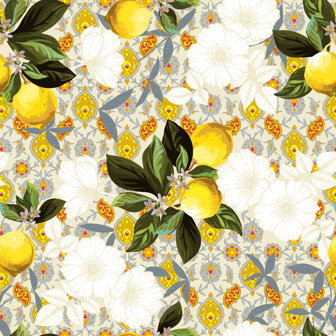 Lemon Siena – Vaxduk med citroner och italienskt mönster