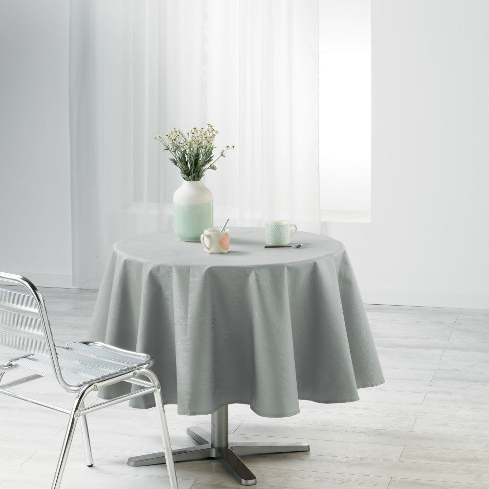 Liany Grå Ø 180 cm, rund enfärgad duk med fläckskydd