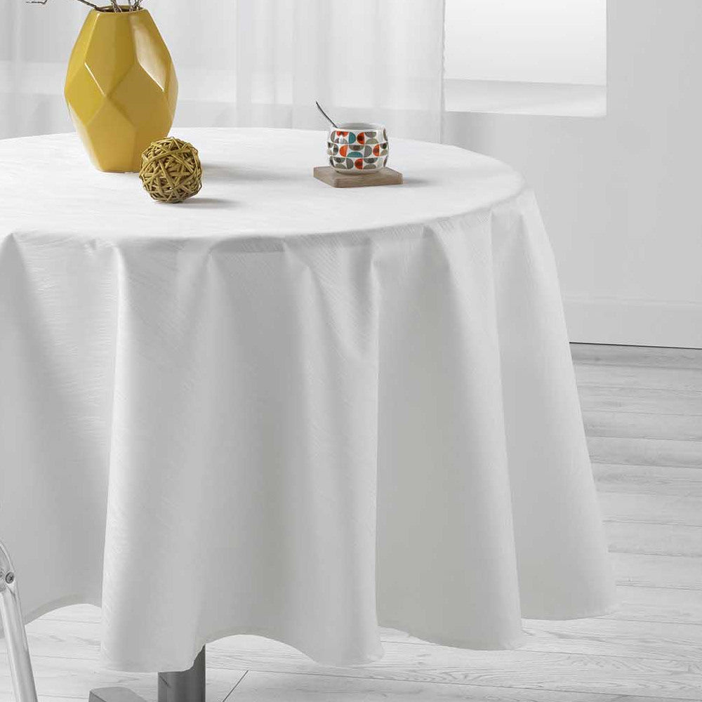 Liany Naturel Ø 180 cm, rund enfärgad duk med fläckskydd, närbild