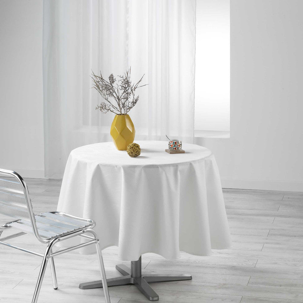 Liany Naturel Ø 180 cm, rund enfärgad duk med fläckskydd