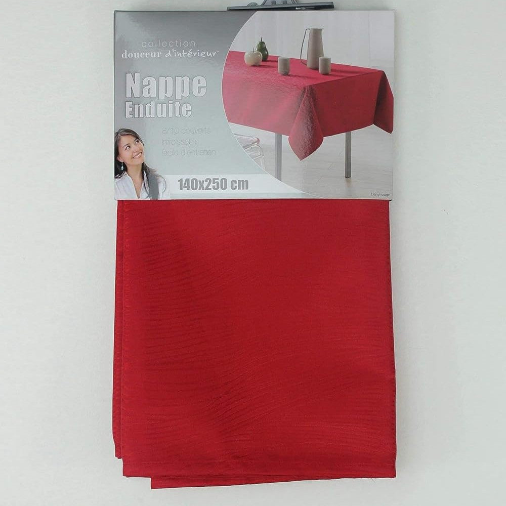 Liany Röd - Enfärgad duk med vävd struktur 140 x 250 cm, närbild