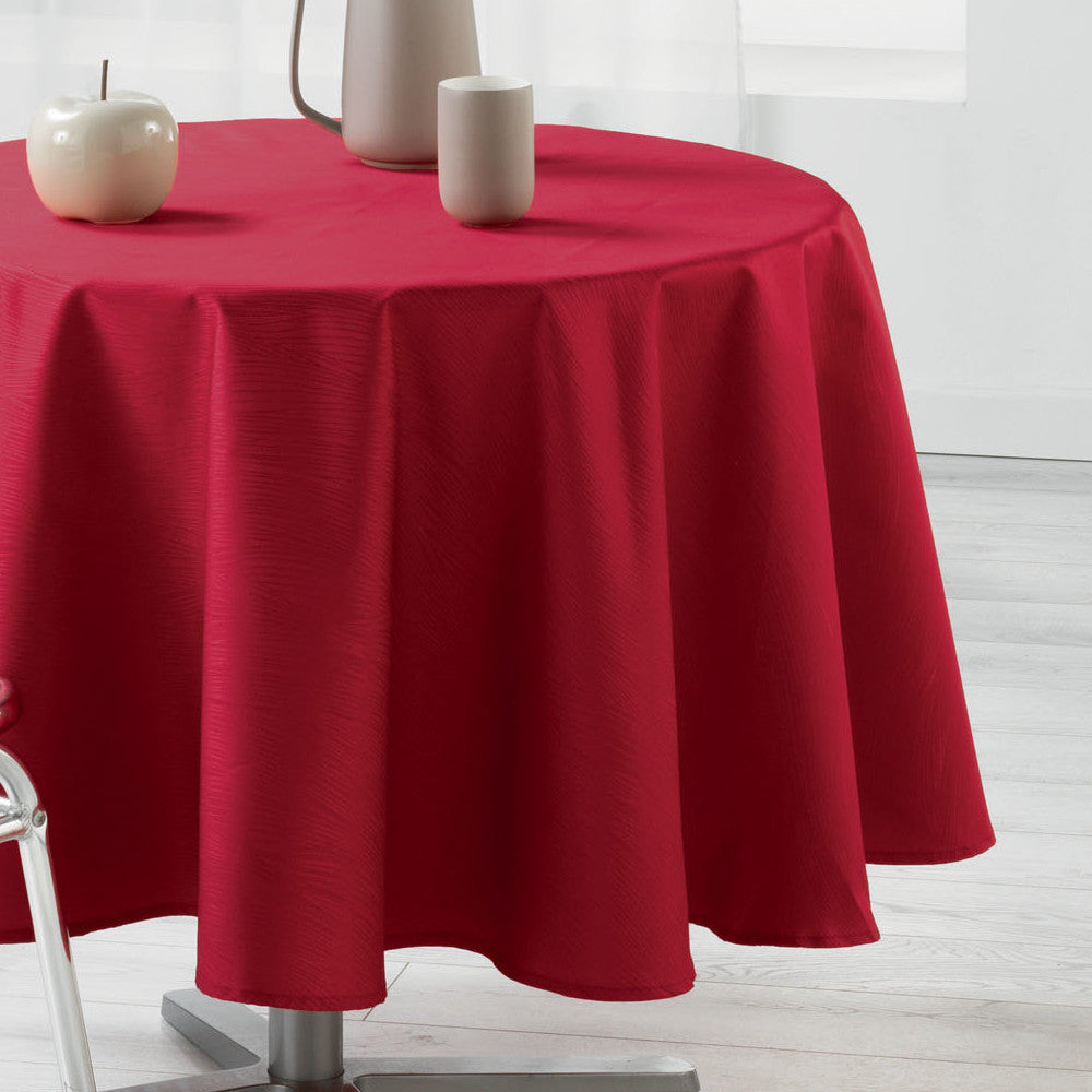 Liany Röd Ø 180 cm, rund enfärgad duk med fläckskydd, närbild