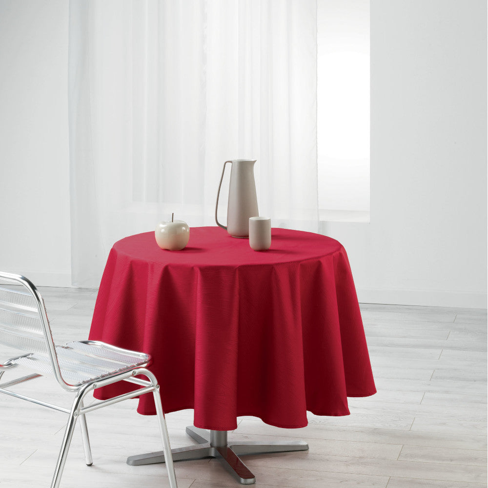 Liany Röd Ø 180 cm, rund enfärgad duk med fläckskydd
