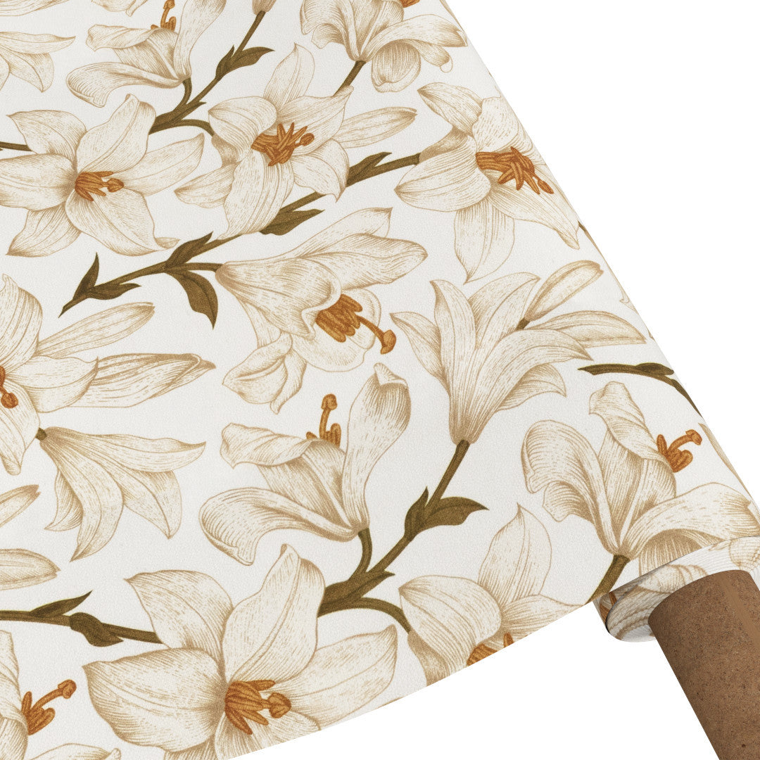 Liljor vit/beige - textilduk med blommor och glidskydd