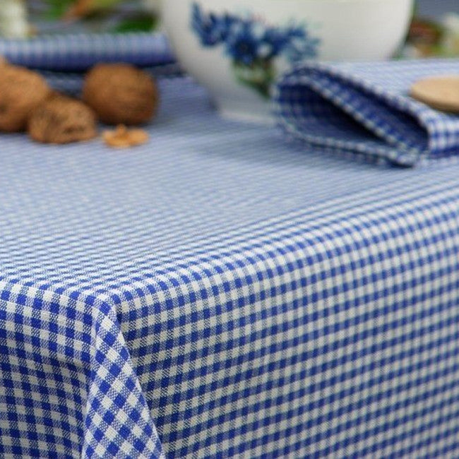 Blå rutig textilvaxduk 160 cm