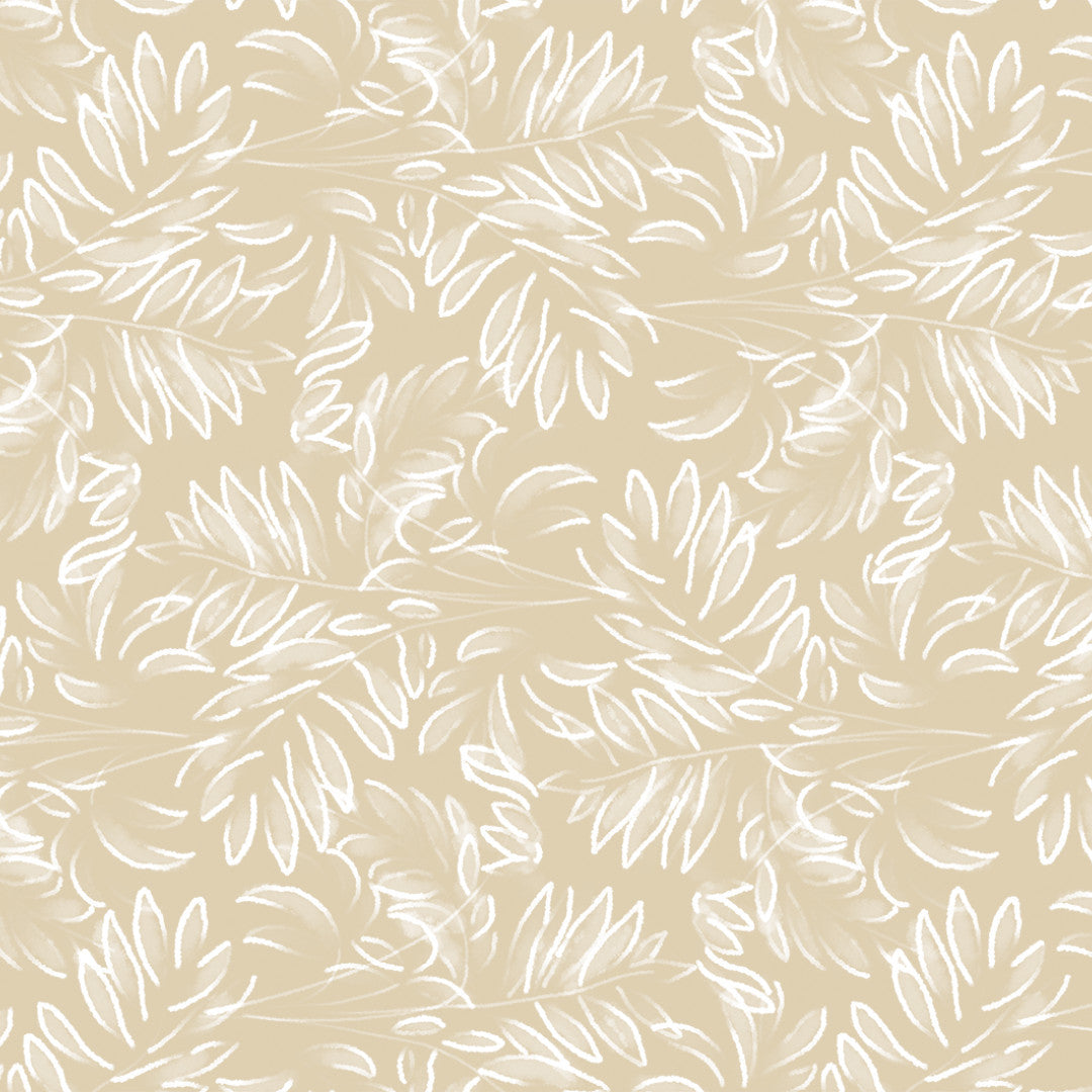 Live The Leaf Wheat - Elegant 160 cm bred vaxduk med vita blad