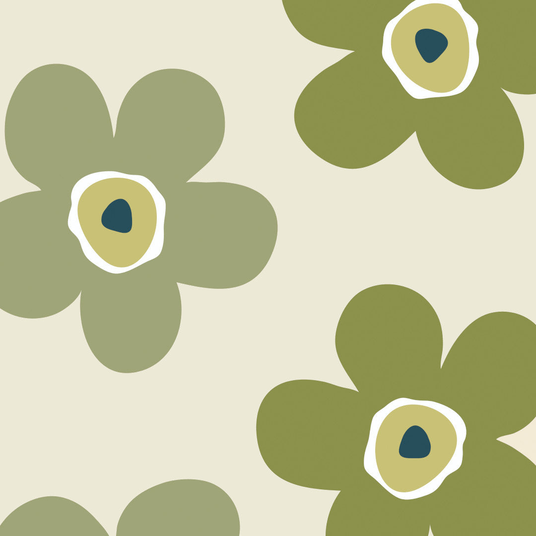 Small Big Flower Moss - Lola vaxduk med härliga blommor