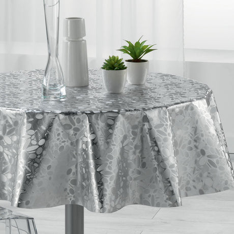 Metallise Luny grå - Rund vaxduk, Ø 155 cm