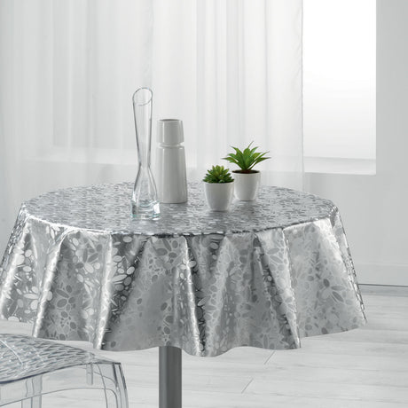 Metallise Luny grå - Rund vaxduk, Ø 155 cm