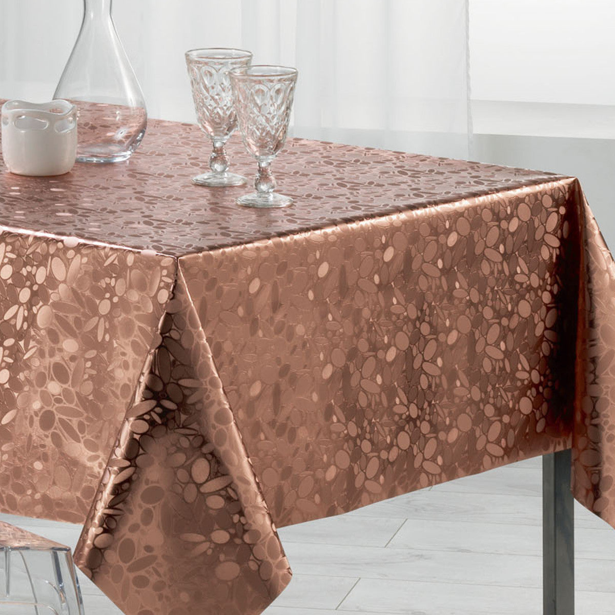 Metallise Luny pink - vaxduk, 140 x 240 cm