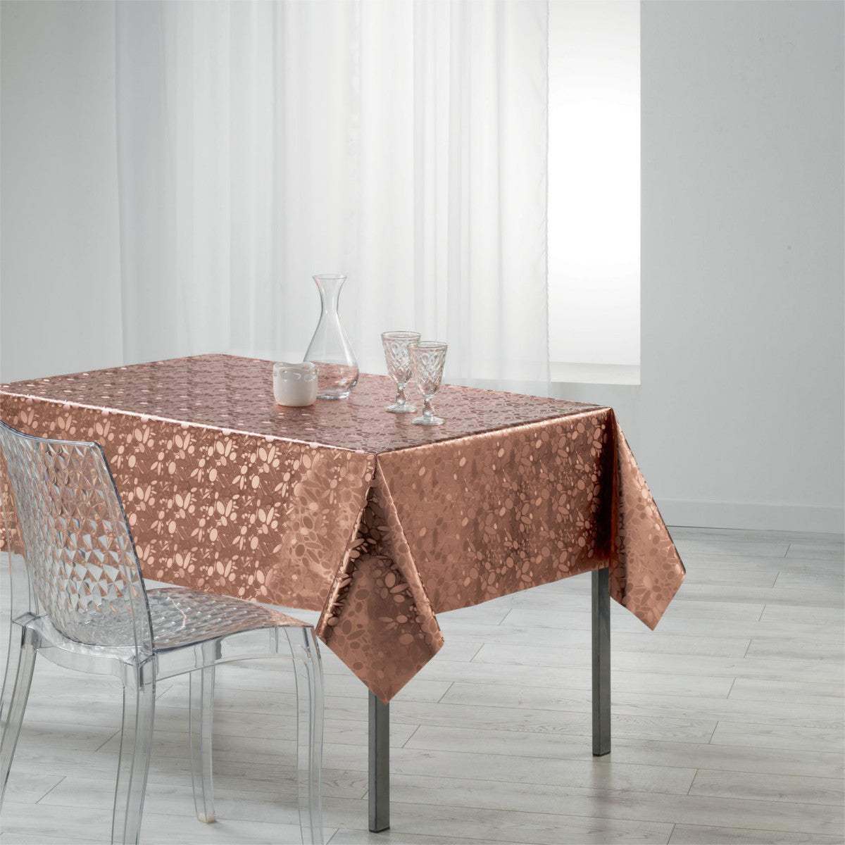 Metallise Luny pink - vaxduk, 140 x 240 cm