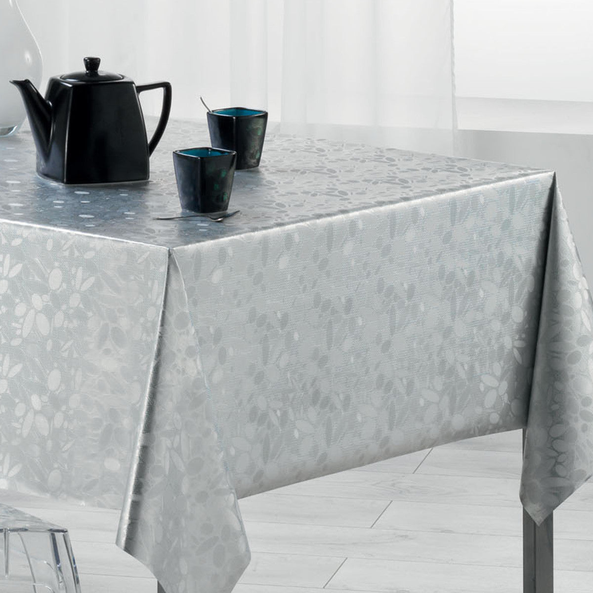 Metallise Luny vit - vaxduk, 140 x 240 cm