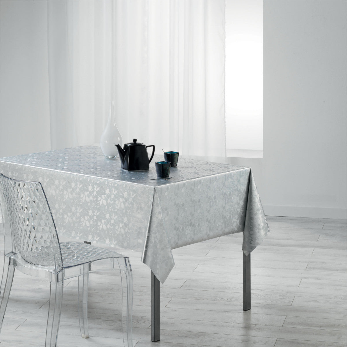 Metallise Luny vit - vaxduk, 140 x 240 cm