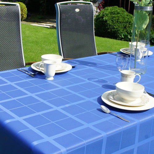Textilvaxduk med rutmönster, blå, 140 cm bred