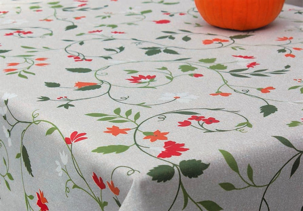 Manet rund textilvaxduk med vilda blommor