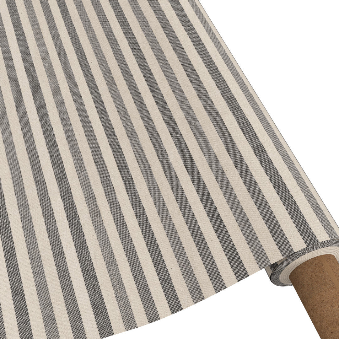 Marché Stripes Grå - textilduk med ränder och glidskydd i linne-look