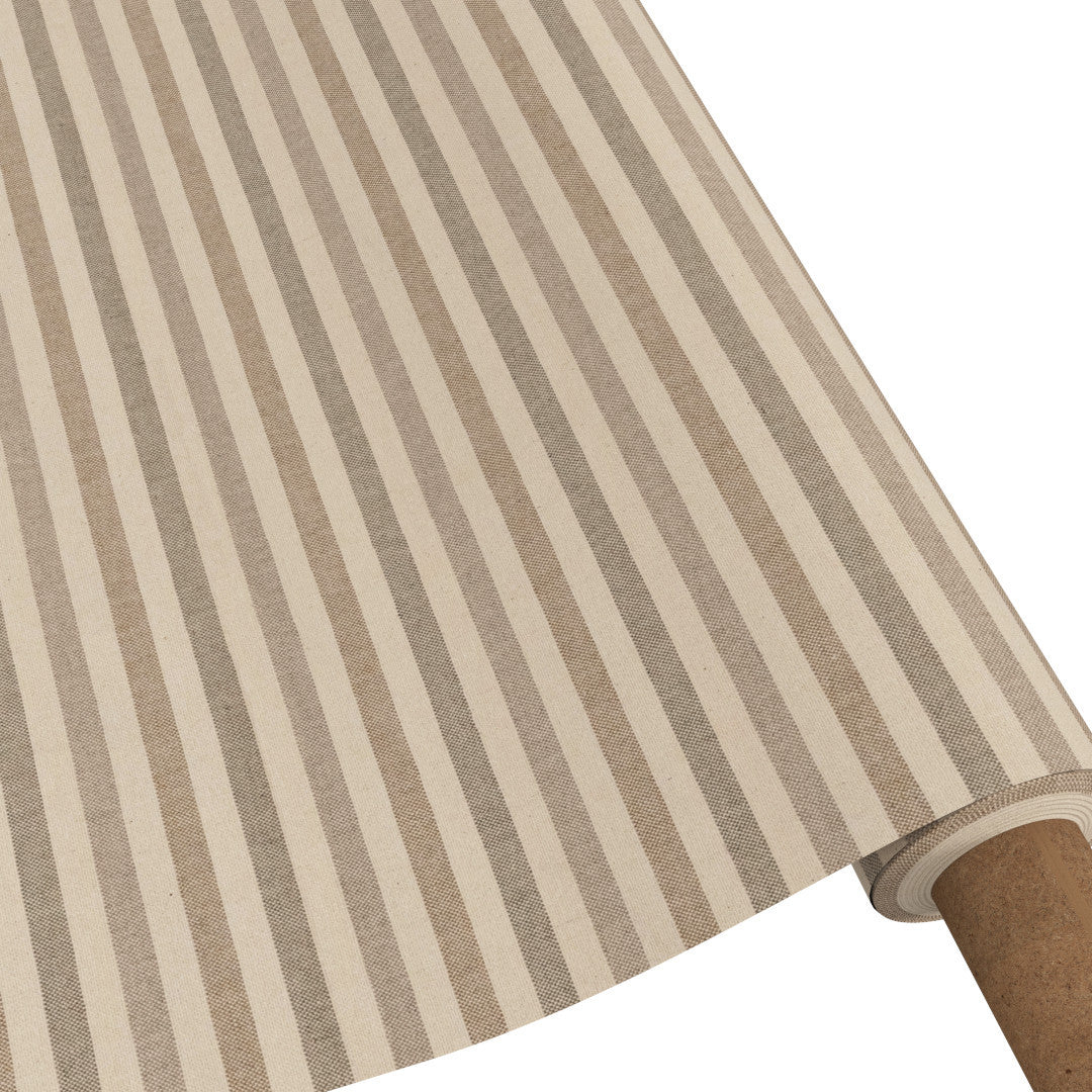 Marché Stripes Sand - textilduk med ränder och glidskydd i linne-look