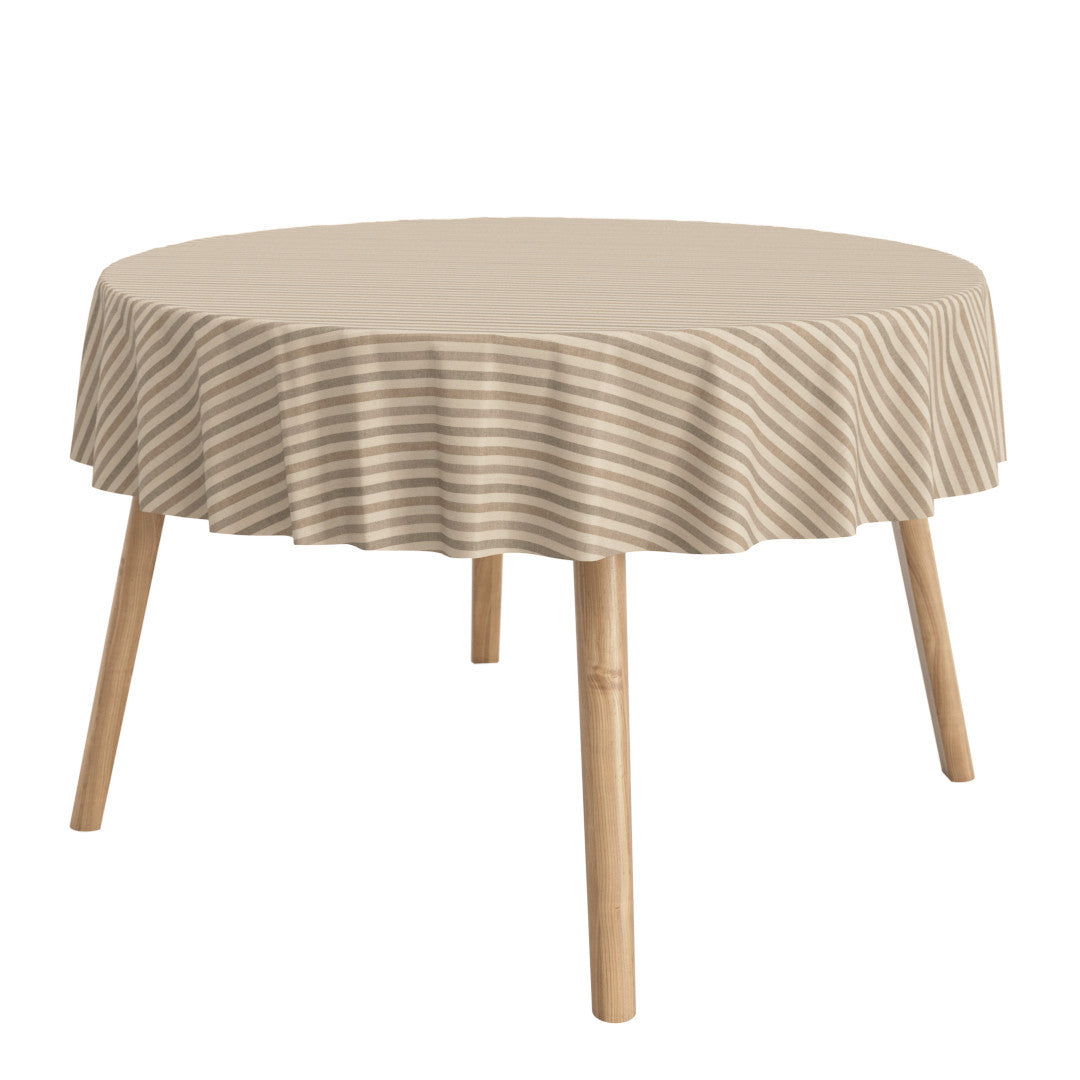 Marché Stripes Sand - Rund textilduk med ränder och glidskydd