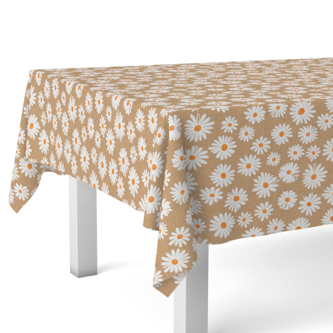 Margarita Natur - textilduk med prästkragar och naturfärgad bas