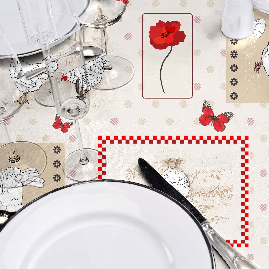 Margotte - Charmig vaxduk med höns och lantlig charm