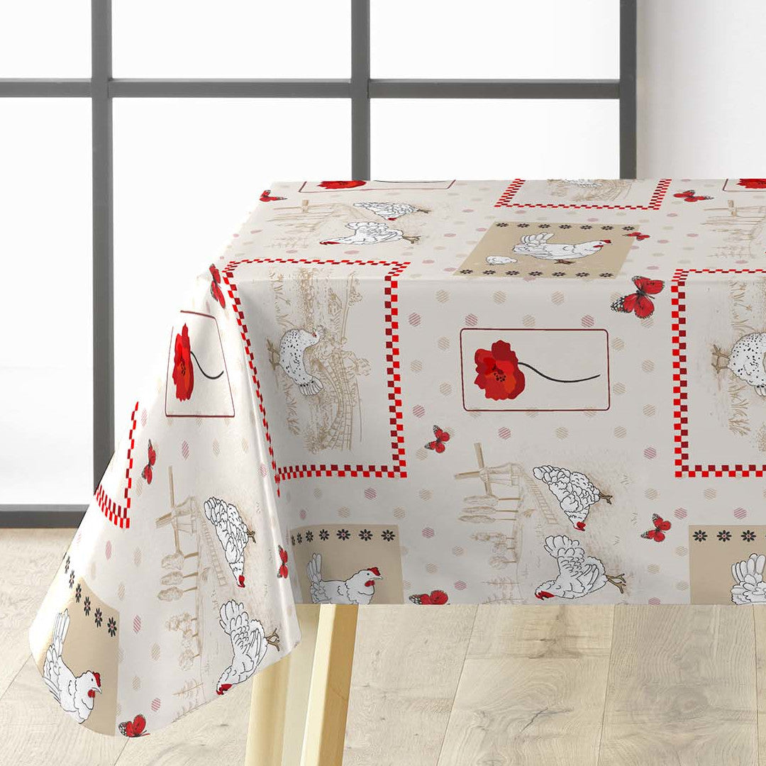 Margotte - Charmig vaxduk med höns och lantlig stil, detaljbild