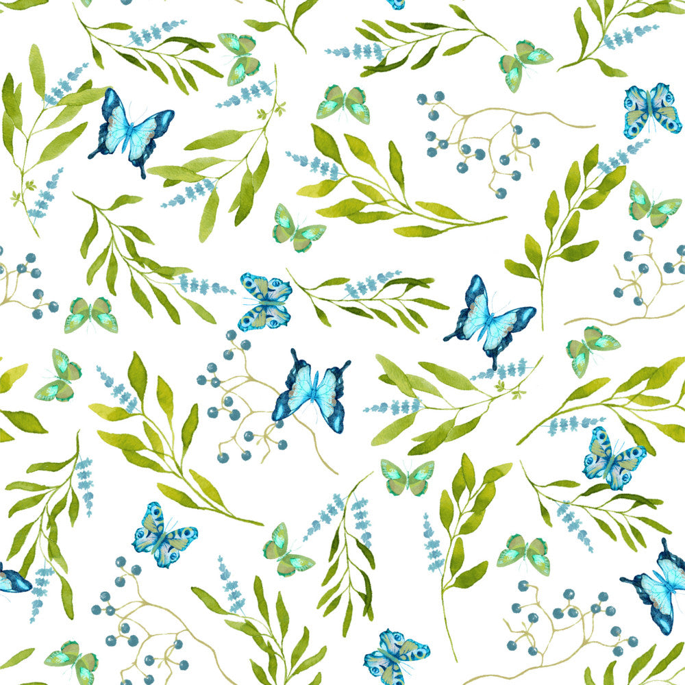 Mariposas Azul - Vacker textilvaxduk med blå fjärilar