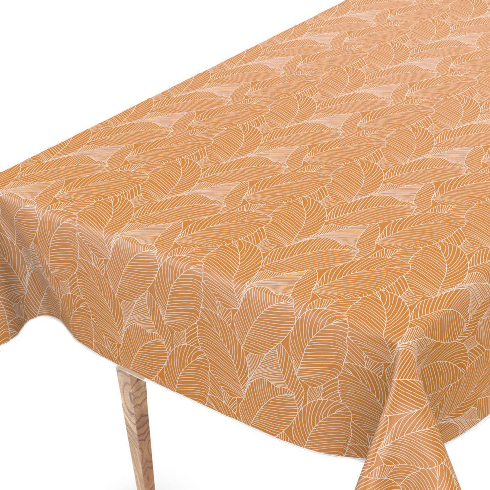 Mathilda ljus brun/beige - Vaxduk med streckblad