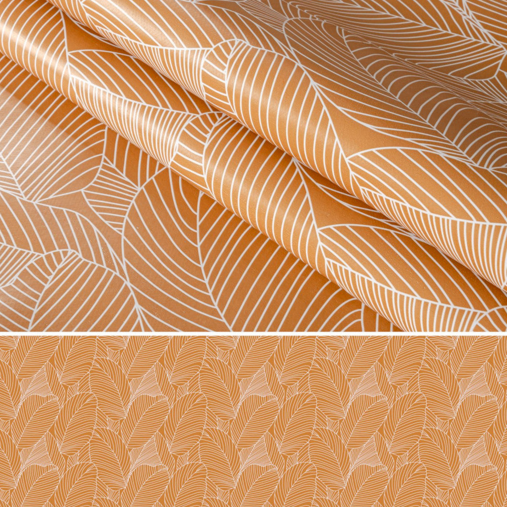 Mathilda ljus brun/beige - Vaxduk med streckblad