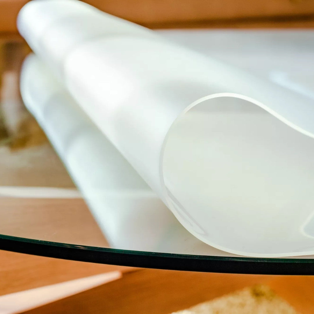 Stark matt vaxduk - Skyddande plastfilm för glas och högblankpolerade bord - 2,0 mm / 100 cm