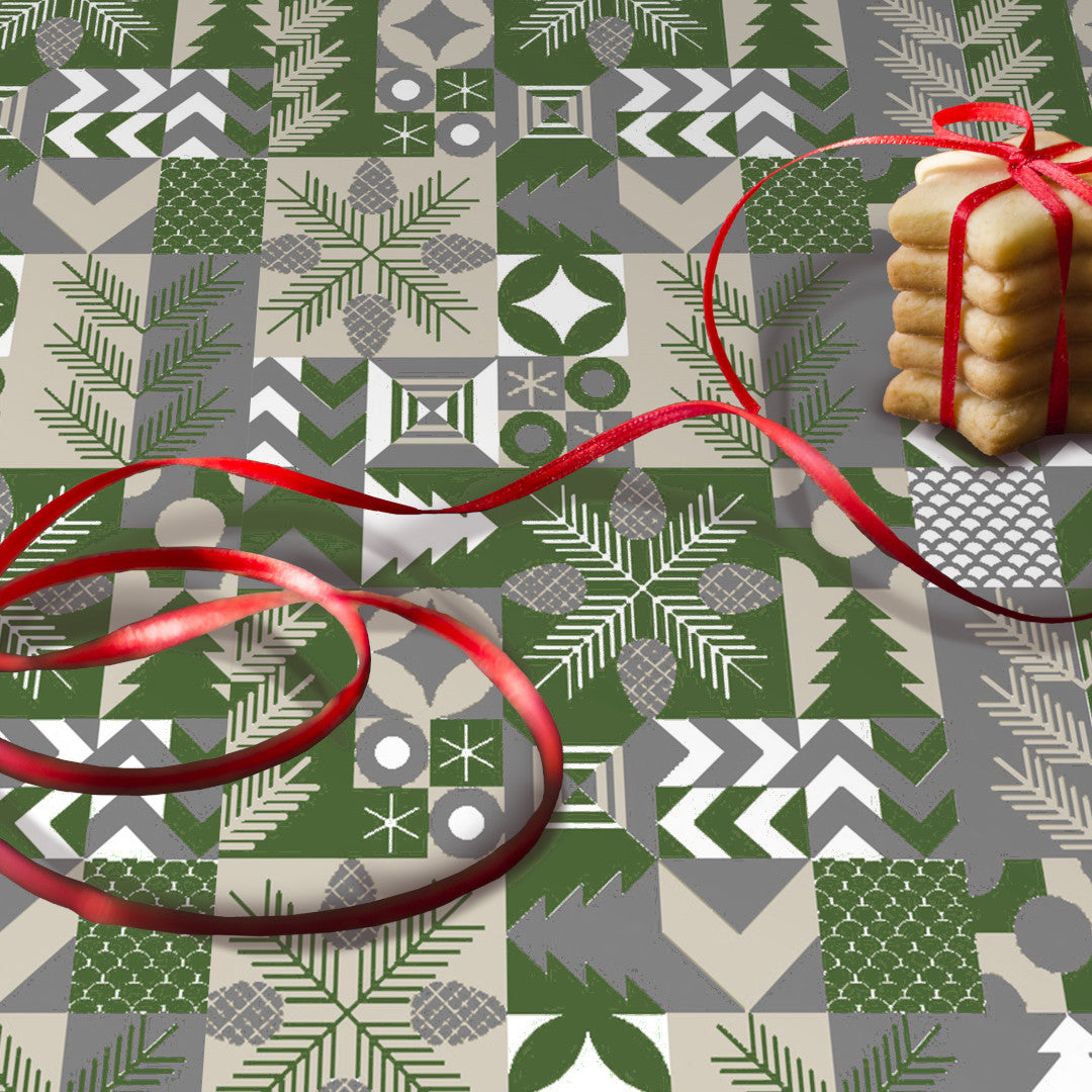 Merry Christmas Grön - Julvaxduk med söta och roliga motiv