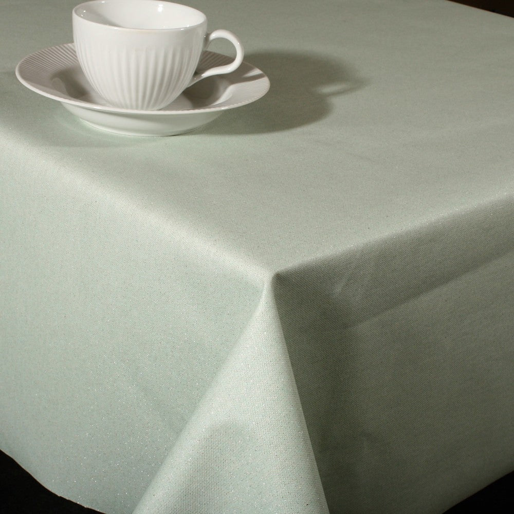 Metal Celadon - Elegant textilvaxduk med lurex, 150 cm bred