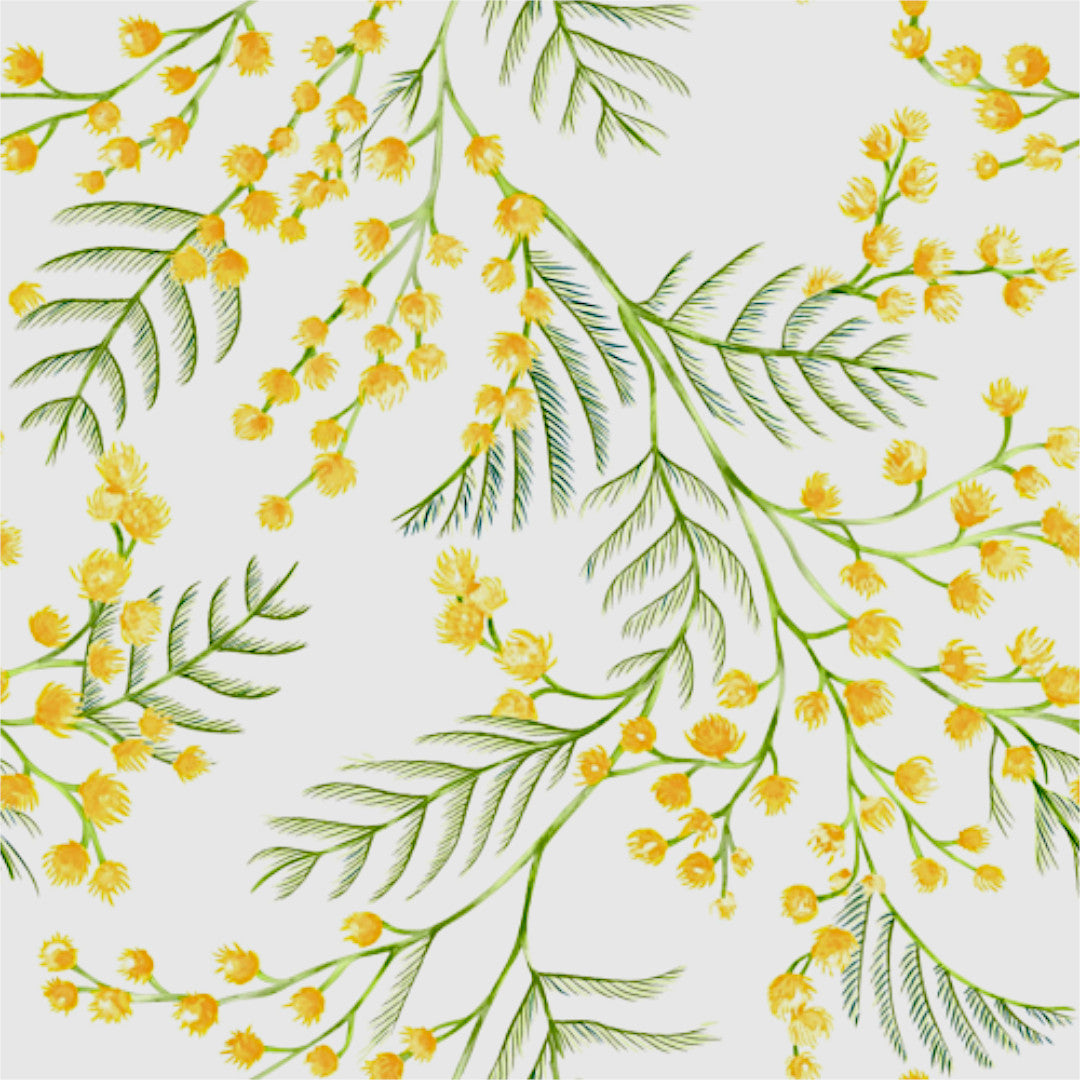 Mimosa Sunshine - Textilvaxduk med gula blommor och glidskydd