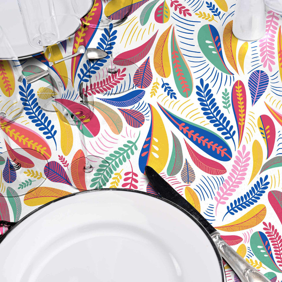 Minima Multico - Vaxduk med färgglatt retro-löv-mönster