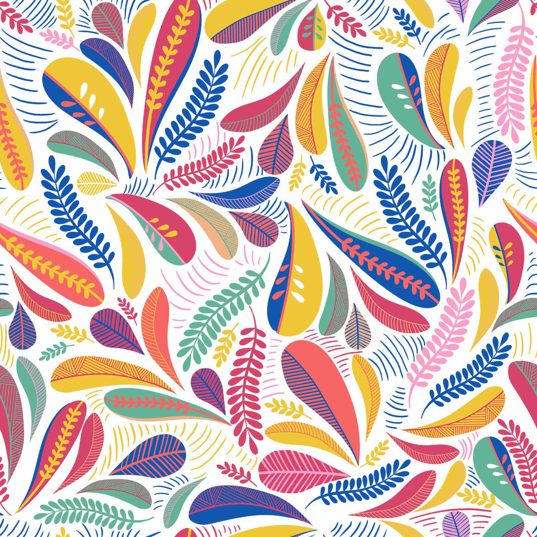 Minima Multico - Vaxduk med färgglatt retro-löv-mönster
