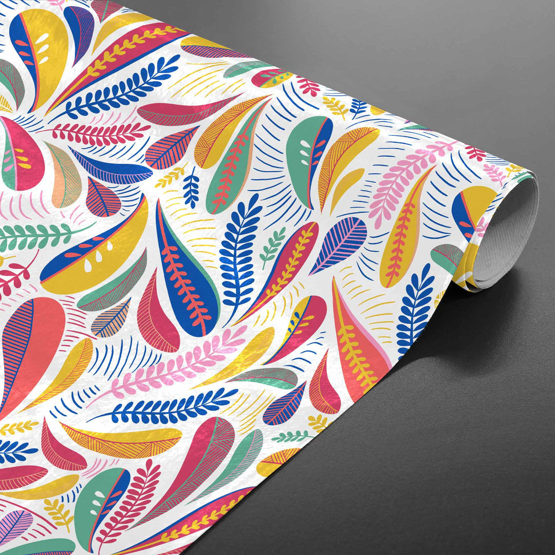 Minima Multico - Vaxduk med färgglatt retro-löv-mönster