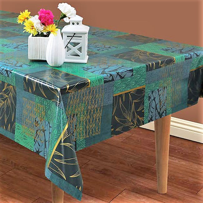 Mönstermix - Vaxduk i blå, gröna och gyllene toner