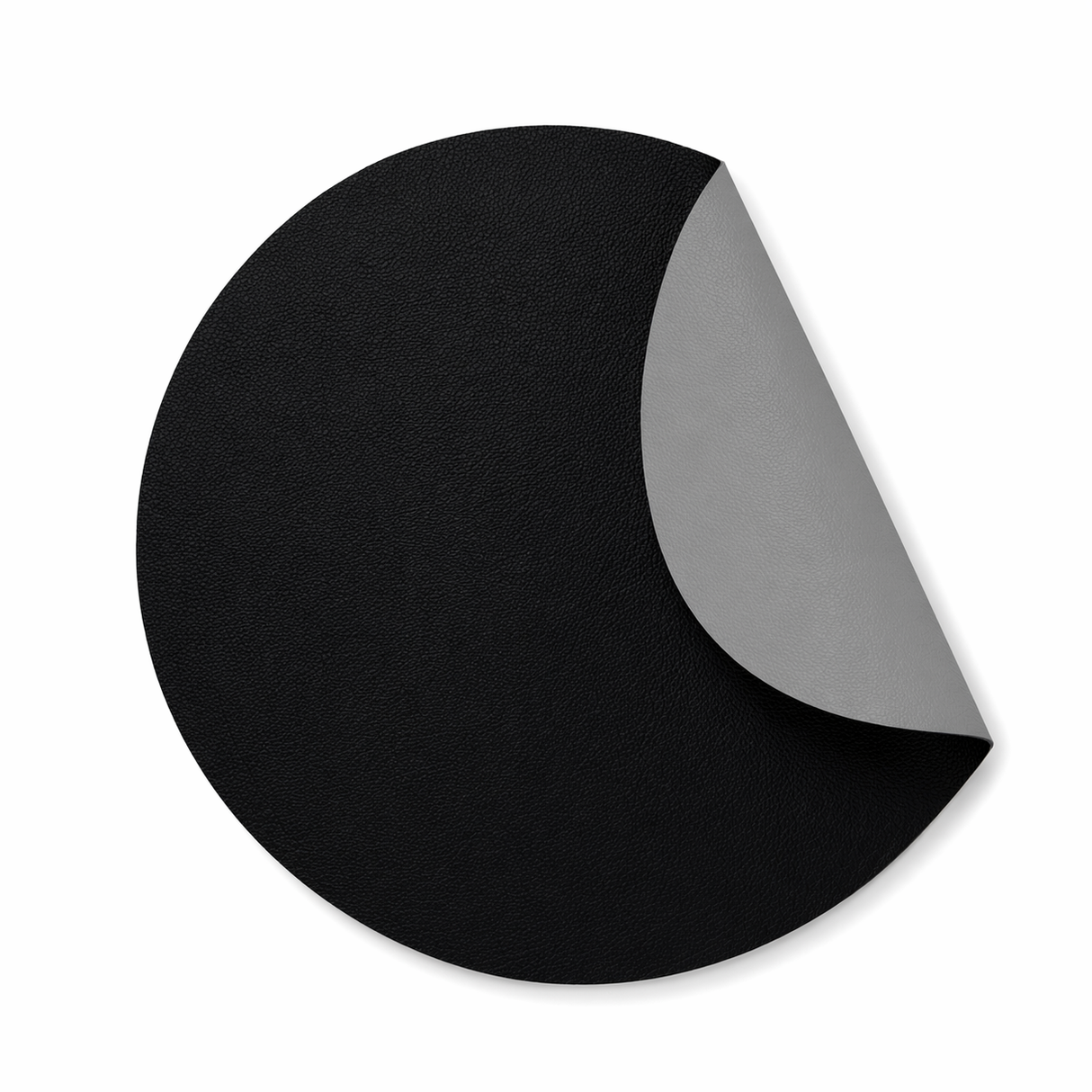 Moon rund bordstablett i konstläder – Black/Light grey – Ø38 cm, vikt