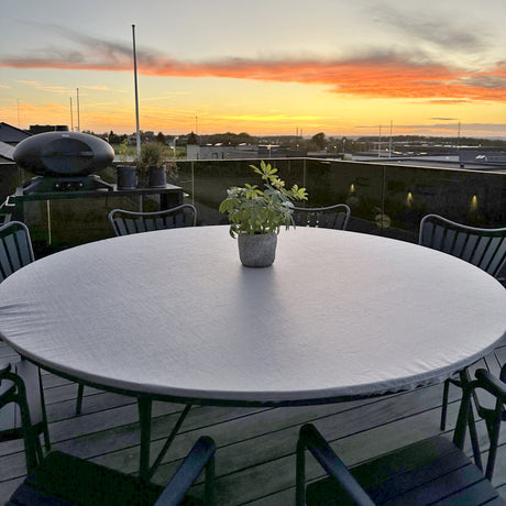 Morillo - Damastvävd rund textilvaxduk med resårkant