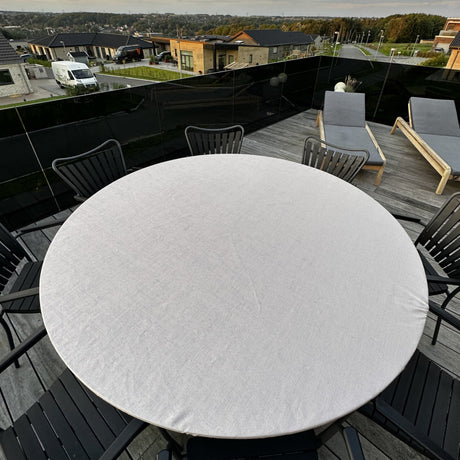 Morillo - Damastvävd rund textilvaxduk med resårkant