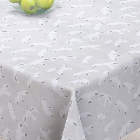 Mouette Nature - Textilvaxduk med fåglar och naturlig bakgrund - 155 cm bred