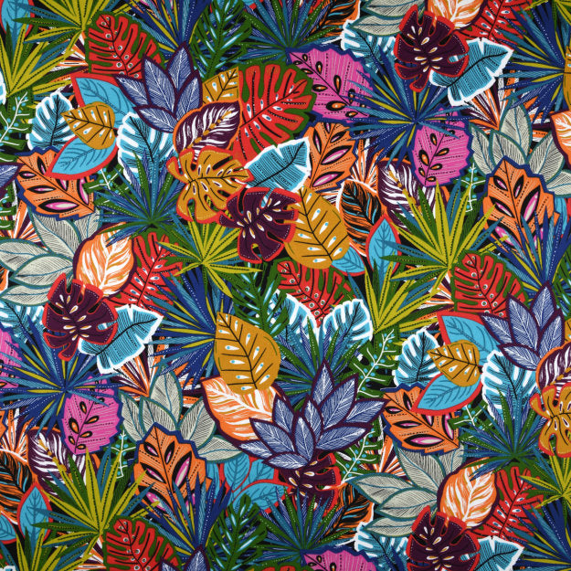 Lokoli Multicolor - Textilvaxduk med vackra gröna blad 155 cm bred