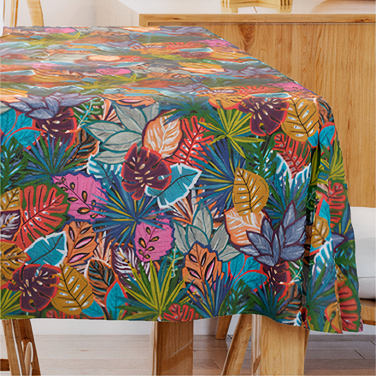 Lokoli Multicolor - Textilvaxduk med vackra gröna blad 155 cm bred