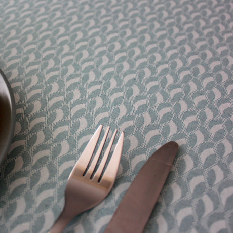 naerbild av Munch Aqua textilduk - Elegant Jacquardvävt Mönster