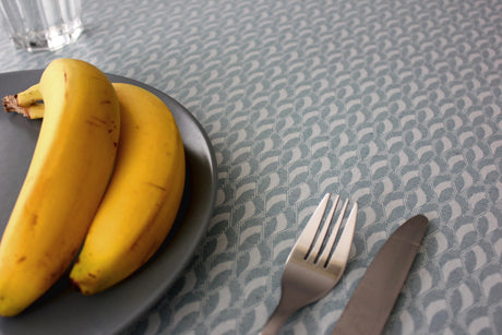 På dukat bord Munch Aqua textilduk - Elegant Jacquardvävt Mönster