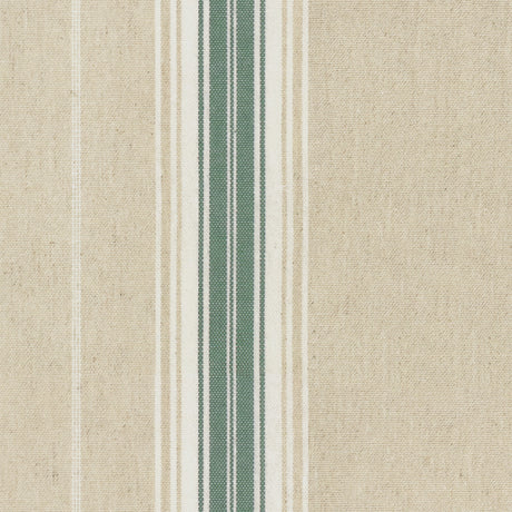 Närbild av Nordisk Jul Grön Randig - Akrylbelagd textilduk i linnelook